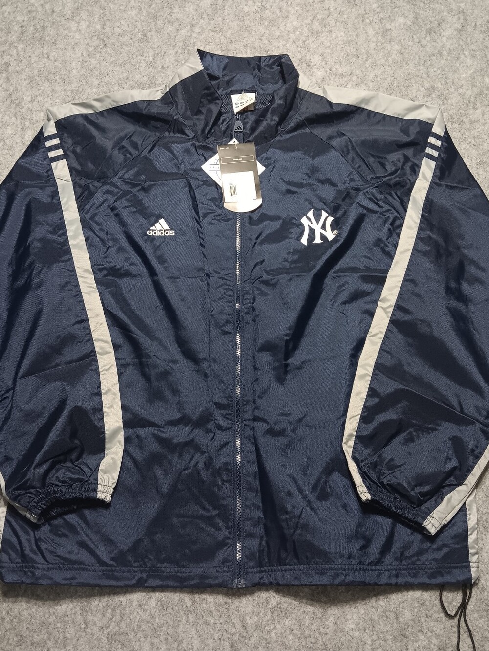 Adidas New York Yankees MLB Full Zip Windbreaker Track Jacket Mens XL Blue New
